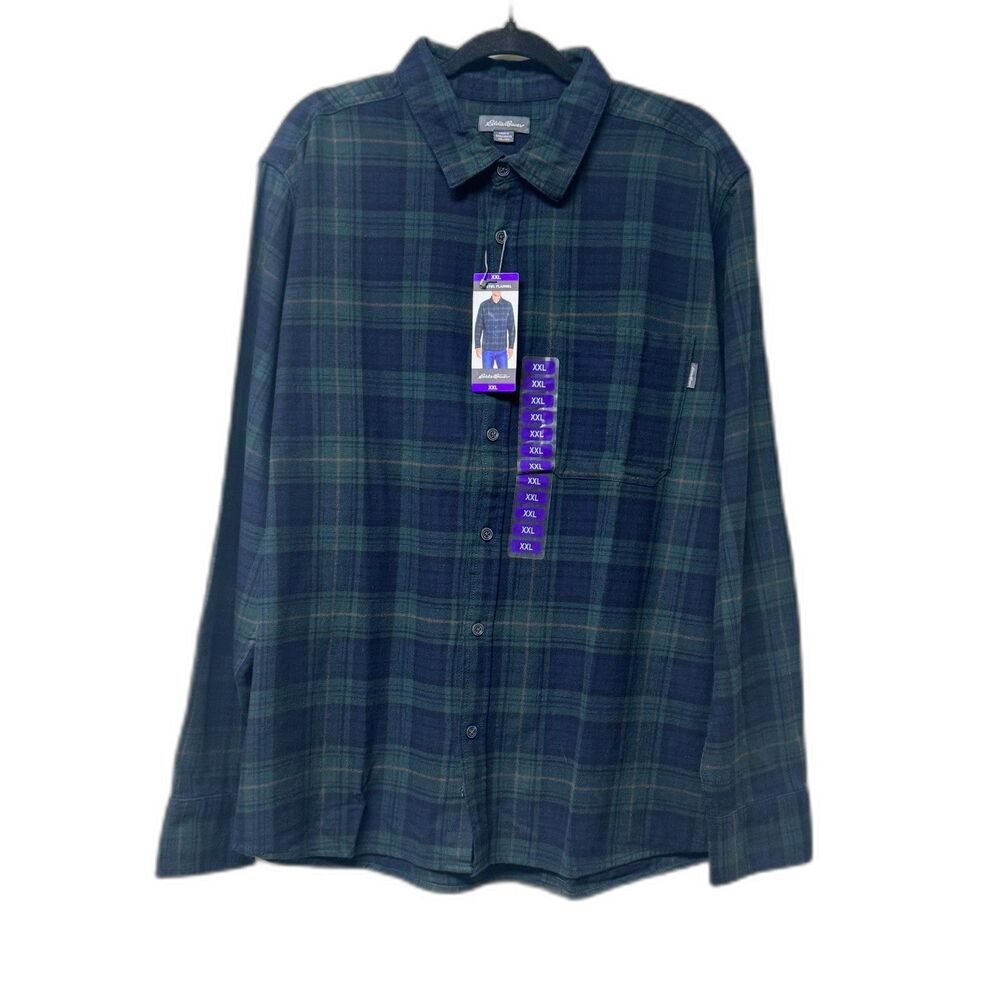 NWT EDDIE BAUER Tartan Plaid Flannel Button Down Shirt, Sz XXL